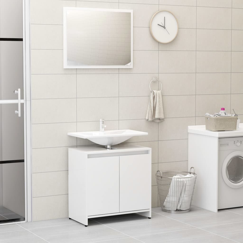 vidaXL vidaXL Zestaw mebli łazienkowych, wysoki połysk, biały, płyta wiórowa 8720286016046