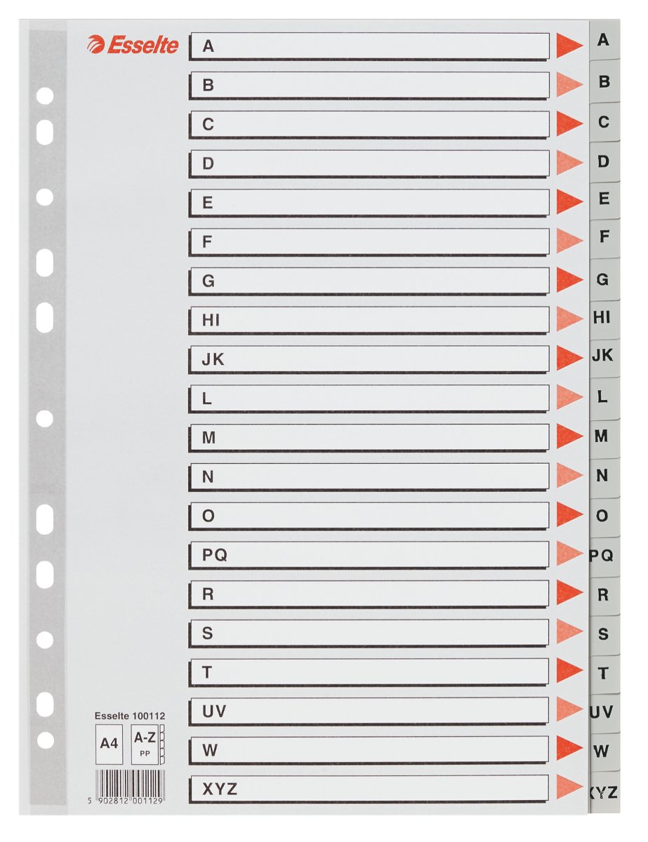 Esselte Przekładki PCV szare A4 A-Z 100112