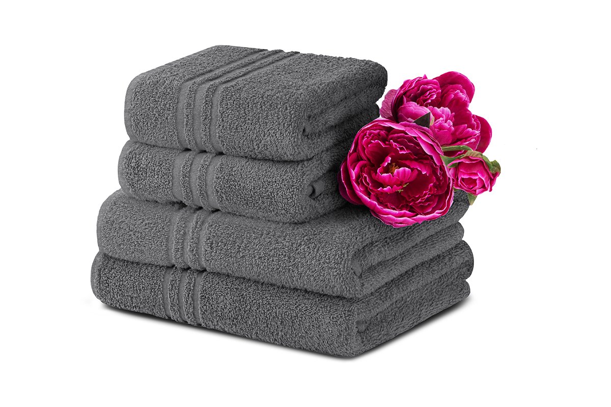 Komplet ręczników średnich KONSIMO Mantel, szary, 70x130, 50x90 cm, 4 szt.