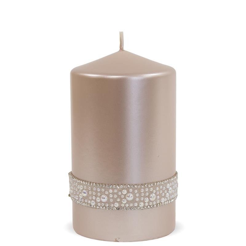Pl Różowy Świeca Crystal Opal Walec Średni Fi8
