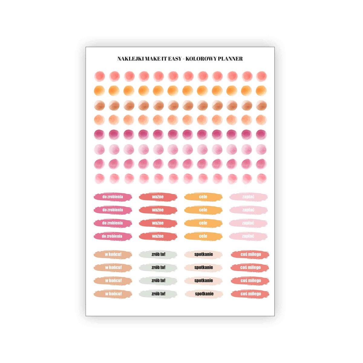 Naklejki, kolorowy Planner / Make It Easy