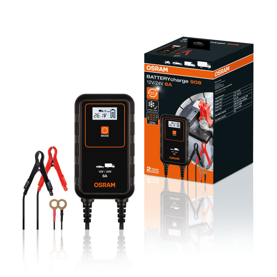 Osram Prostownik do akumulatorów samochodowych OSRAM BATTERYcharge 908 12V/24V 8A