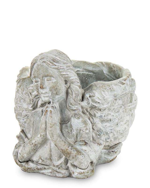 Osłonka na doniczkę cmentarna szara Anioł 16 cm