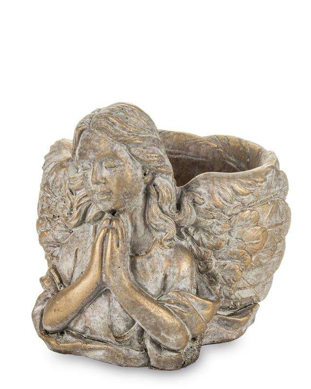 Osłonka doniczka anioł brązowa ceramika 13x13x16