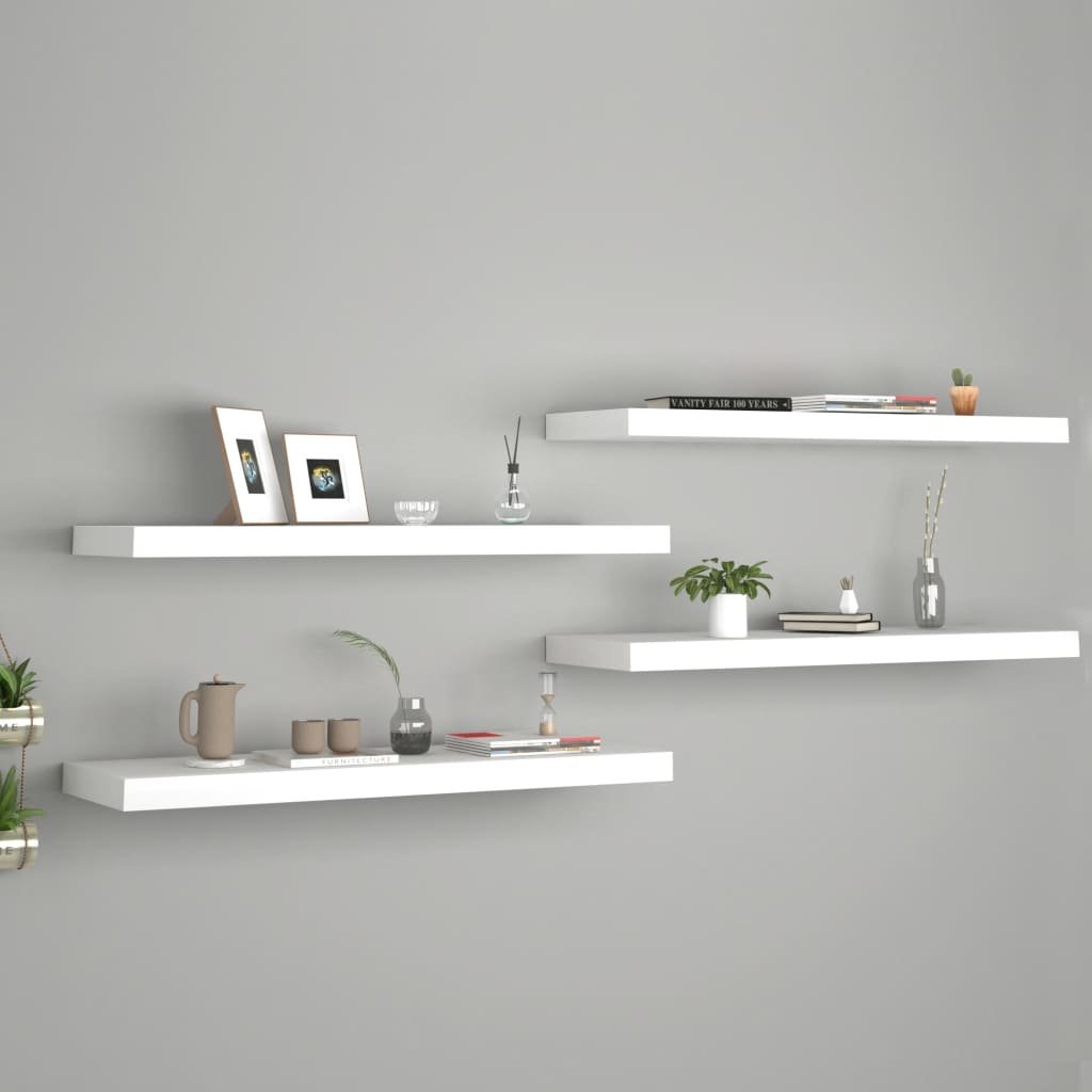 vidaXL vidaXL Półki ścienne, 4 szt, białe, 80x23,5x3,8 cm, MDF