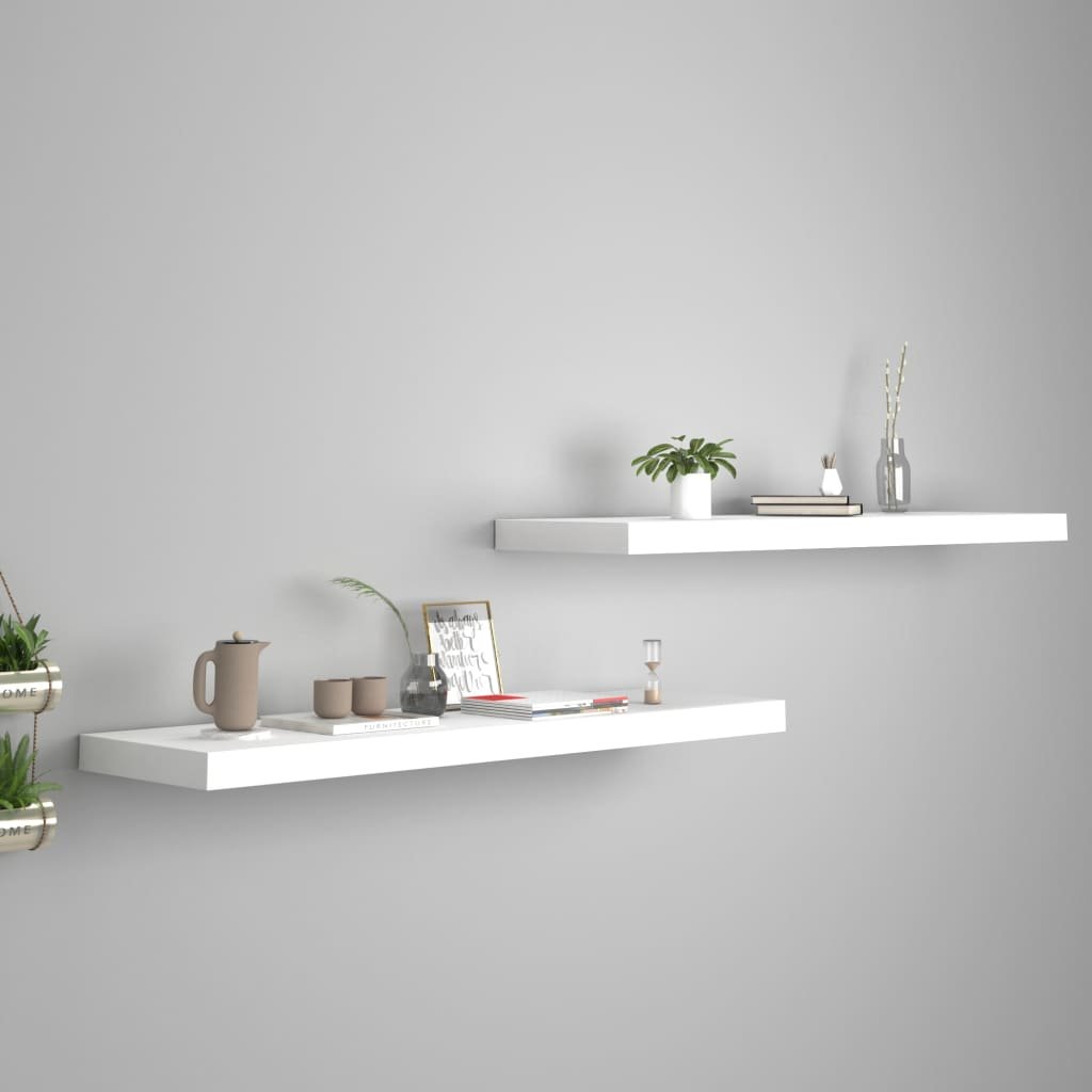 vidaXL vidaXL Półki ścienne, 2 szt., białe, 90x23,5x3,8 cm, MDF