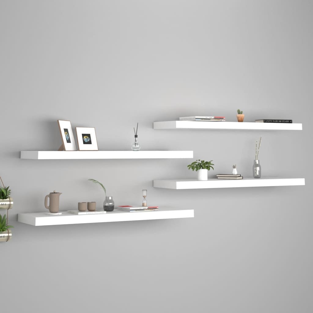 vidaXL vidaXL Półki ścienne, 4 szt., białe, 90x23,5x3,8 cm, MDF