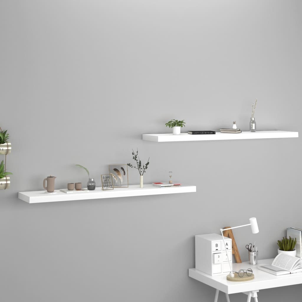 vidaXL vidaXL Półki ścienne 2 szt., białe, 120x23,5x3,8 cm, MDF