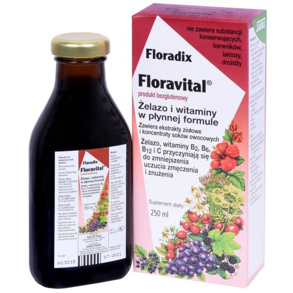 Floradix Floradix Floralvital żelazo i witaminy w płynnej formule suplement diety 250ml