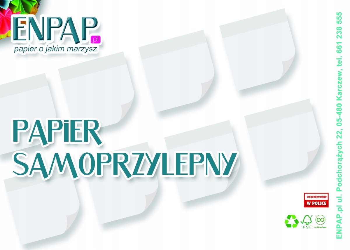 Papier Samoprzylepny Biały Matowy A4 100 Ark.