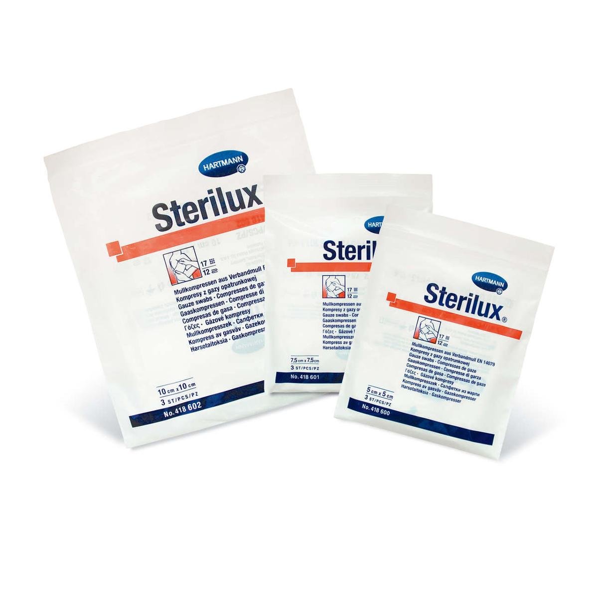 Hartmann Kompresy jałowe sterilux 7,5 x 7,5 cm 12-warstwowe 17-nitkowe x 3 szt