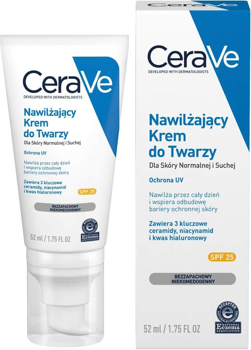 Loreal POLSKA Sp z o.o CeraVe Nawilżający Krem SPF 25 do twarzy dla skóry normalnej i suchej 52 ml 7073381