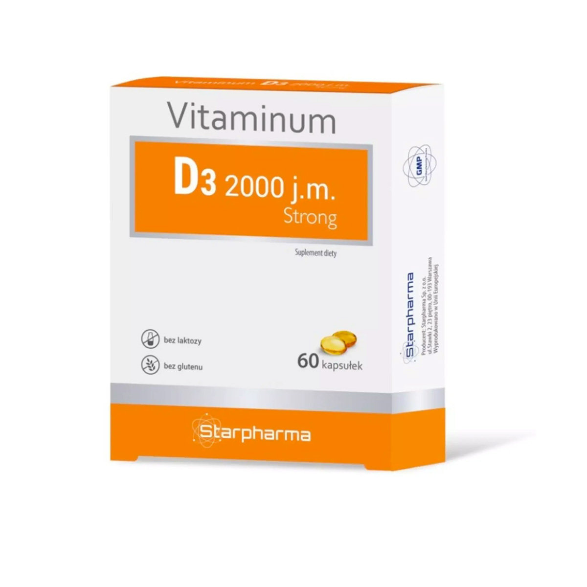 Фото - Вітаміни й мінерали Starpharma Witamina D3 2000j 60 kapsułek 