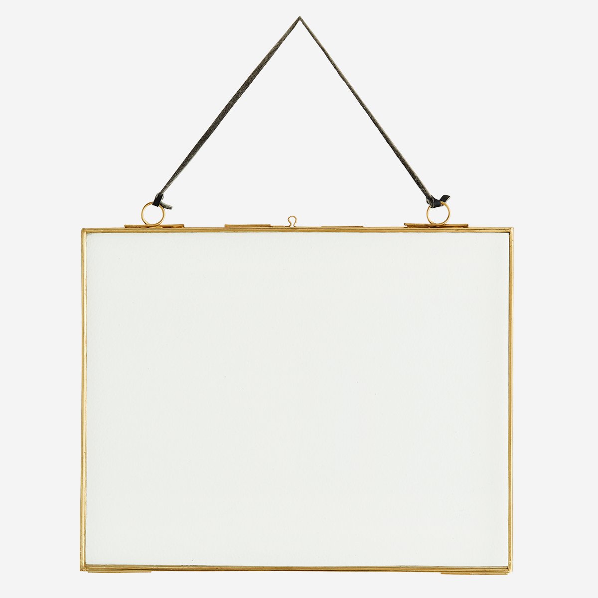 Wisząca ramka na zdjęcia, Kum, szkło, złota, metal, skórzany pasek, 25x20 cm  (IB-150454LBR)