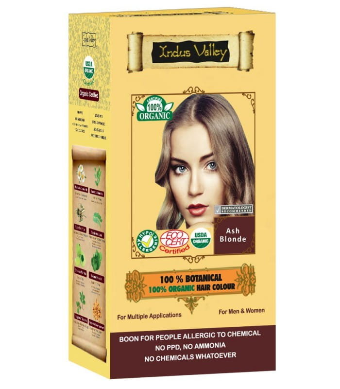 INDUS VALLEY INDUS VALLEY ZIOŁOWA FARBA Z HENNĄ POPIELATY BLOND 100% EKO 120G IV699
