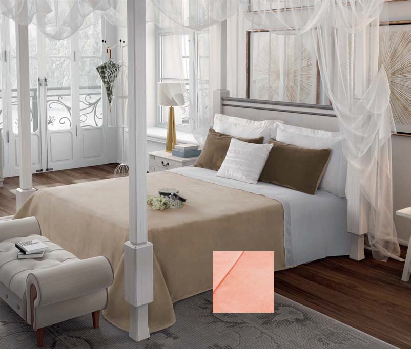 PIELSA, PIELSA Koc /narzuta na łóżko PREMIUM LISA220x240,łososiowy