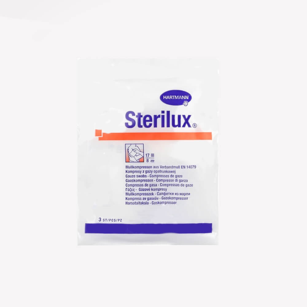 Hartmann Kompresy jałowe sterilux 10cm x 10cm 17-nitkowe 8-warstwowe x 3szt