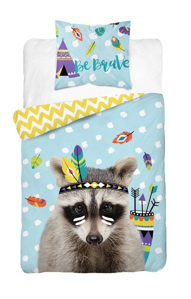 Detexpol Pościel bawełniana 160x200 Krokodyl niebieski 2988 A szara biała kropeczki 4708