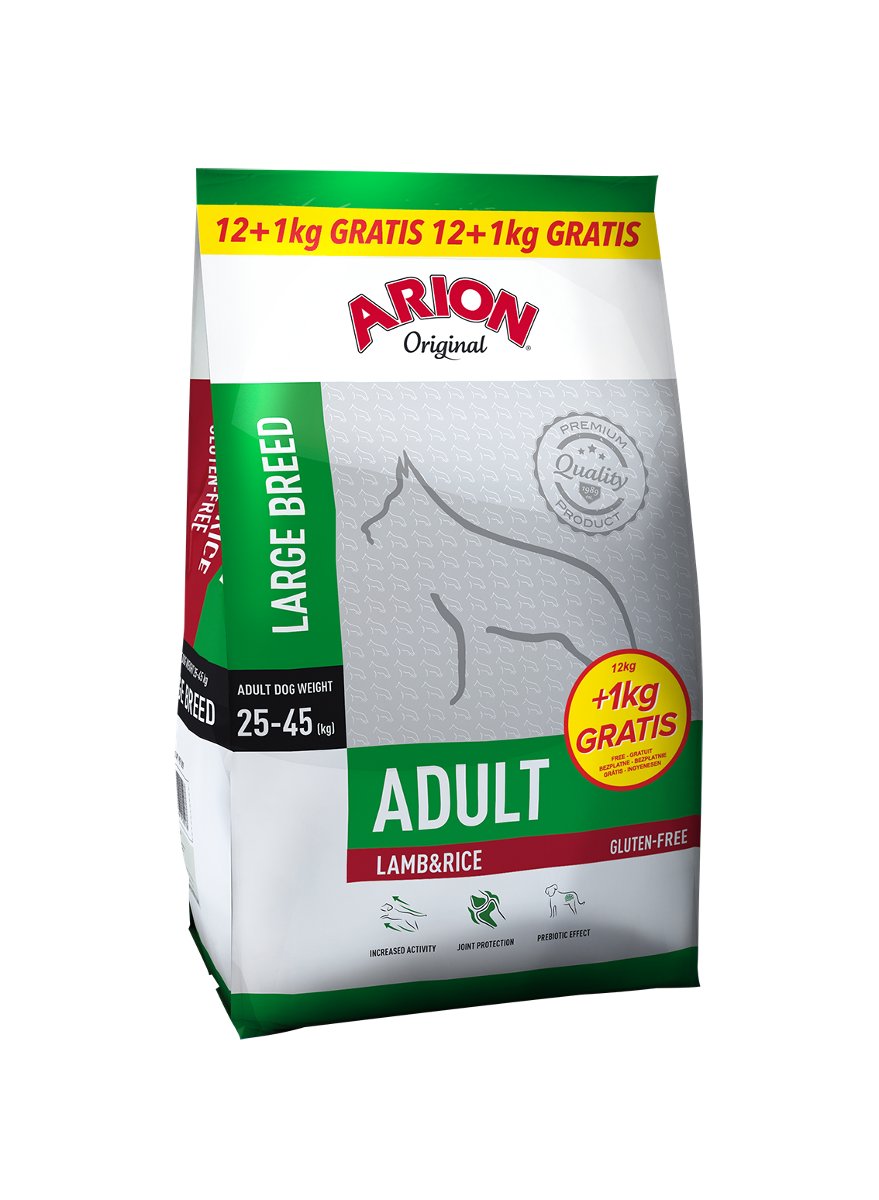 Karma sucha dla psa ARION Original Adult Large Lamb & Rice, 12 kg + 1 kg
