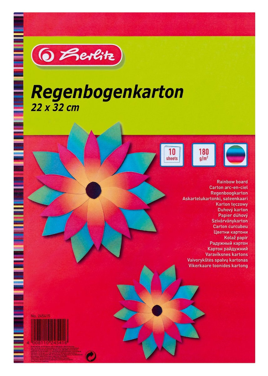 Herlitz 245415 karton tęczy 22 x 32 cm, 10 arkuszy 245415