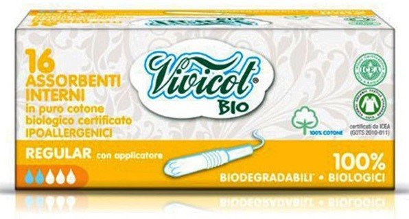 Vivicot Bio Tampony higieniczne z organicznej bawełny z aplikatorem super chłonne 14szt