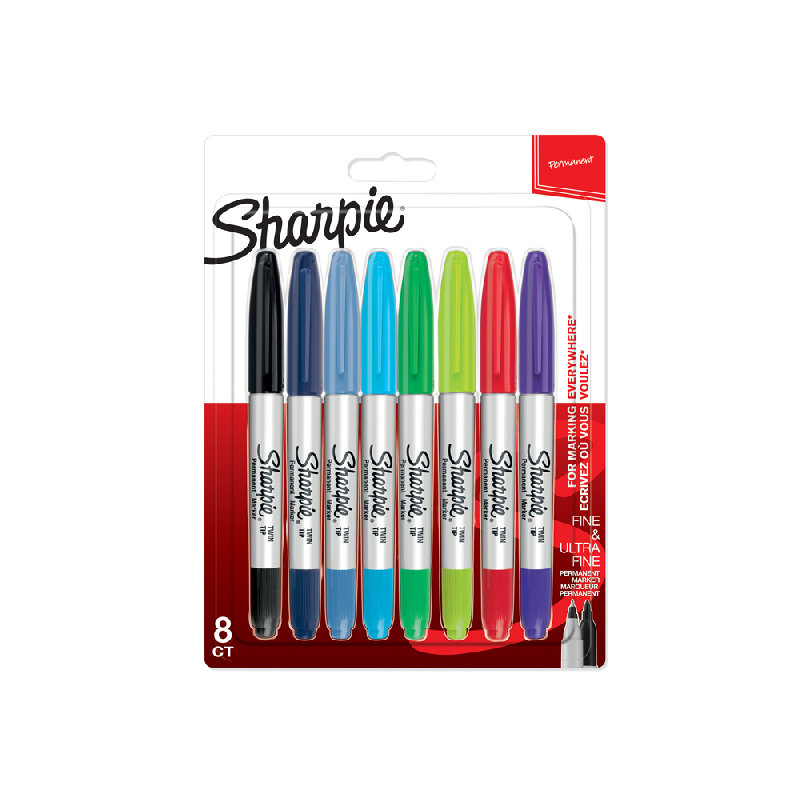 Sharpie Markery permanentne 0.3-0.5mm 8kol dwustronne TwinTip