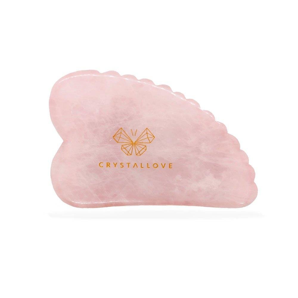 Crystallove Crystallove Płytka 3D do masażu Gua Sha z Kwarcu Różowego Karbowana Natychmiastowy efekt masażu i drenażu limfatycznego 1 szt.