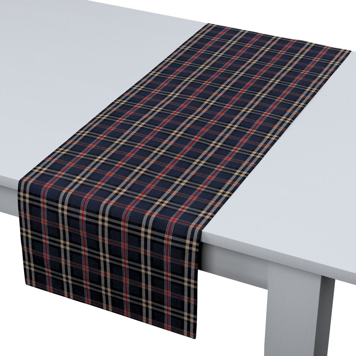 Dekoria pl pl Bieżnik prostokątny granatowo czerwona kratka 40 × 130 cm Bristol 410-142-68