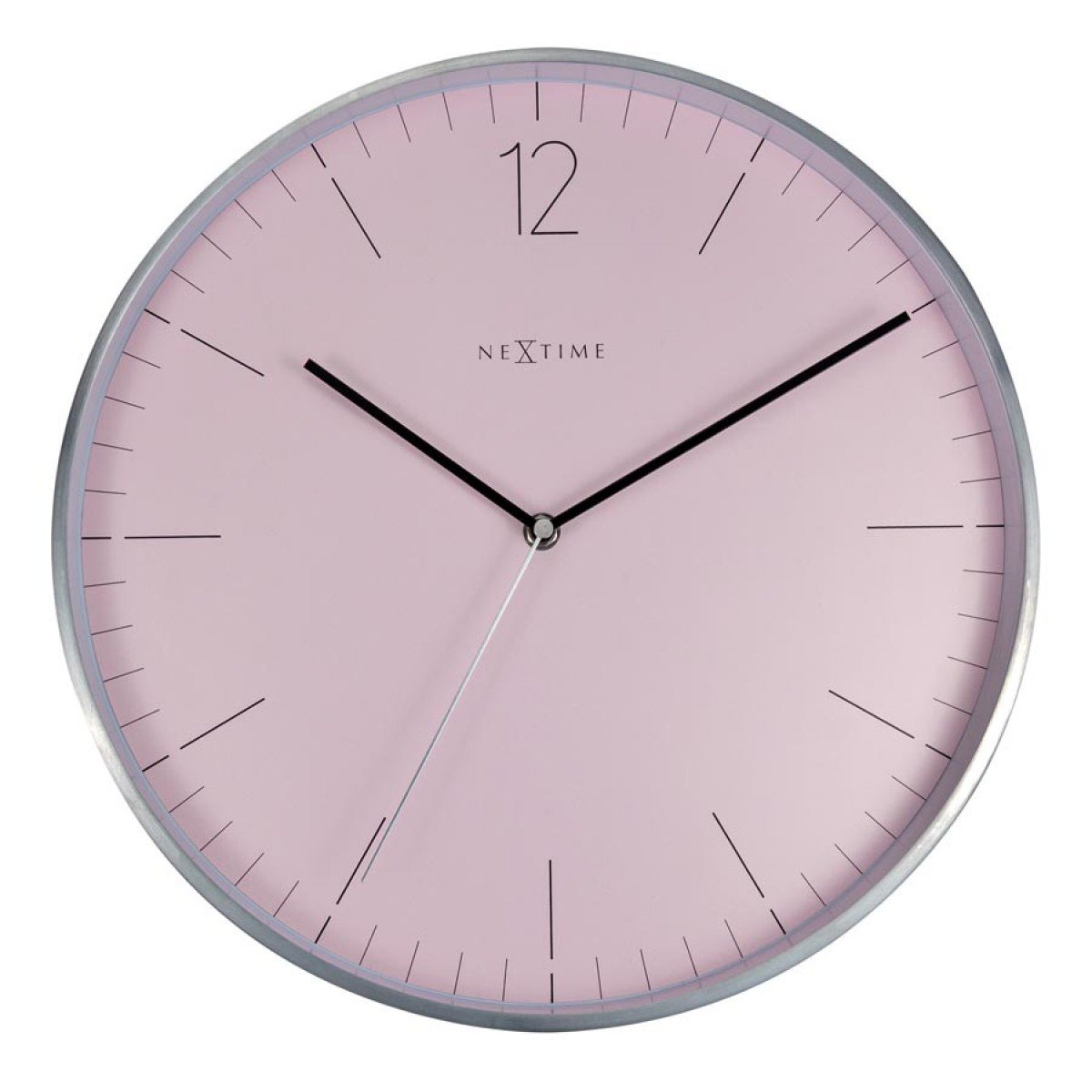 NeXtime Zegar ścienny Essential Silver różowy