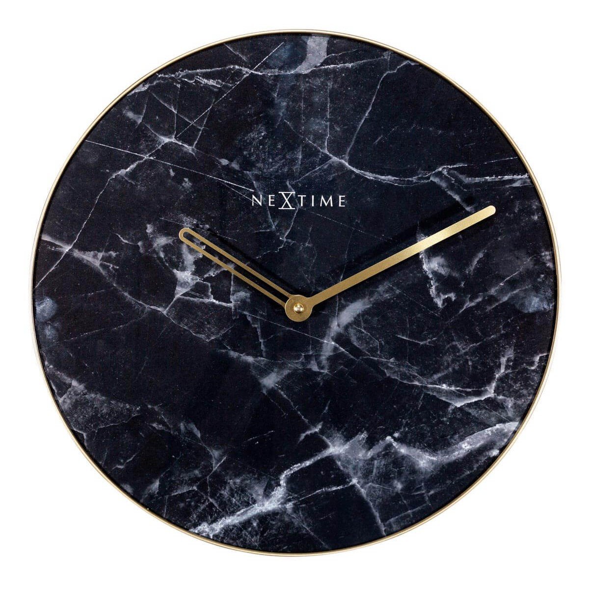 Nextime Zegar ścienny Marble czarny ze złotą oprawą 8189ZW