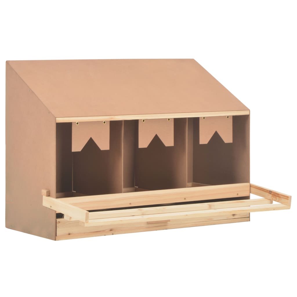 VidaXL Gniazdo dla kur, 3 przegrody, 93x40x65 cm, lite drewno sosnowe