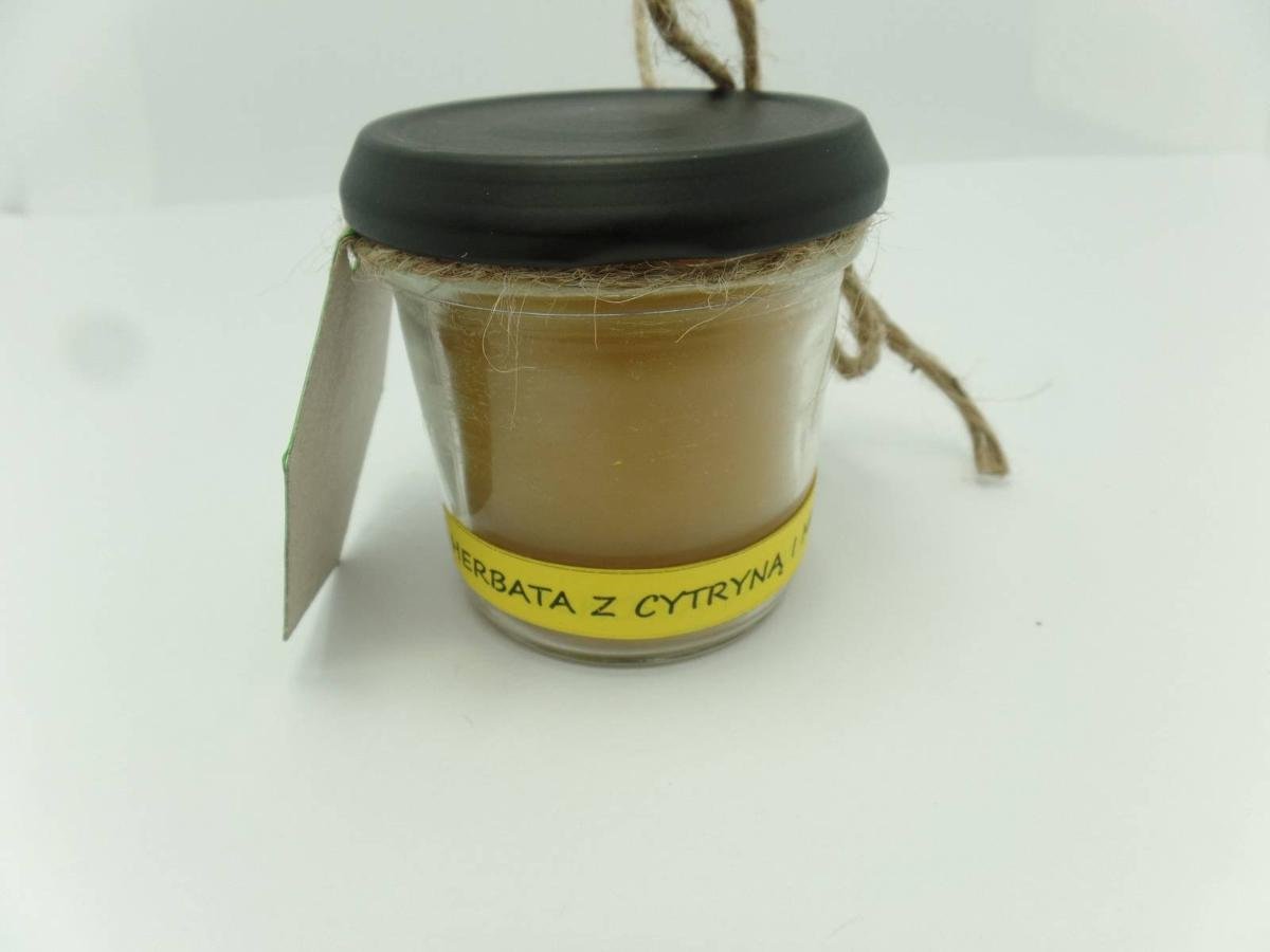Świeca w słoiku z wosku pszczelego herbata z cytryną i miodem 120 ml