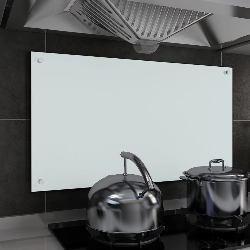 vidaXL Panel ochronny do kuchni, biały, 90x50 cm, szkło hartowane