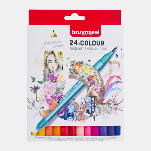 Cienkopisy/brush peny 2w1, Bruynzeel, 24 kolory