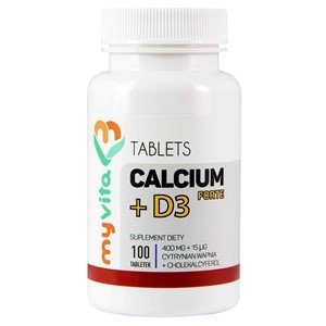 MyVita Calcium + D3 Forte 100tabl. - Cytrynian wapnia 400mg + D3 15mcg 21PRNCALC1