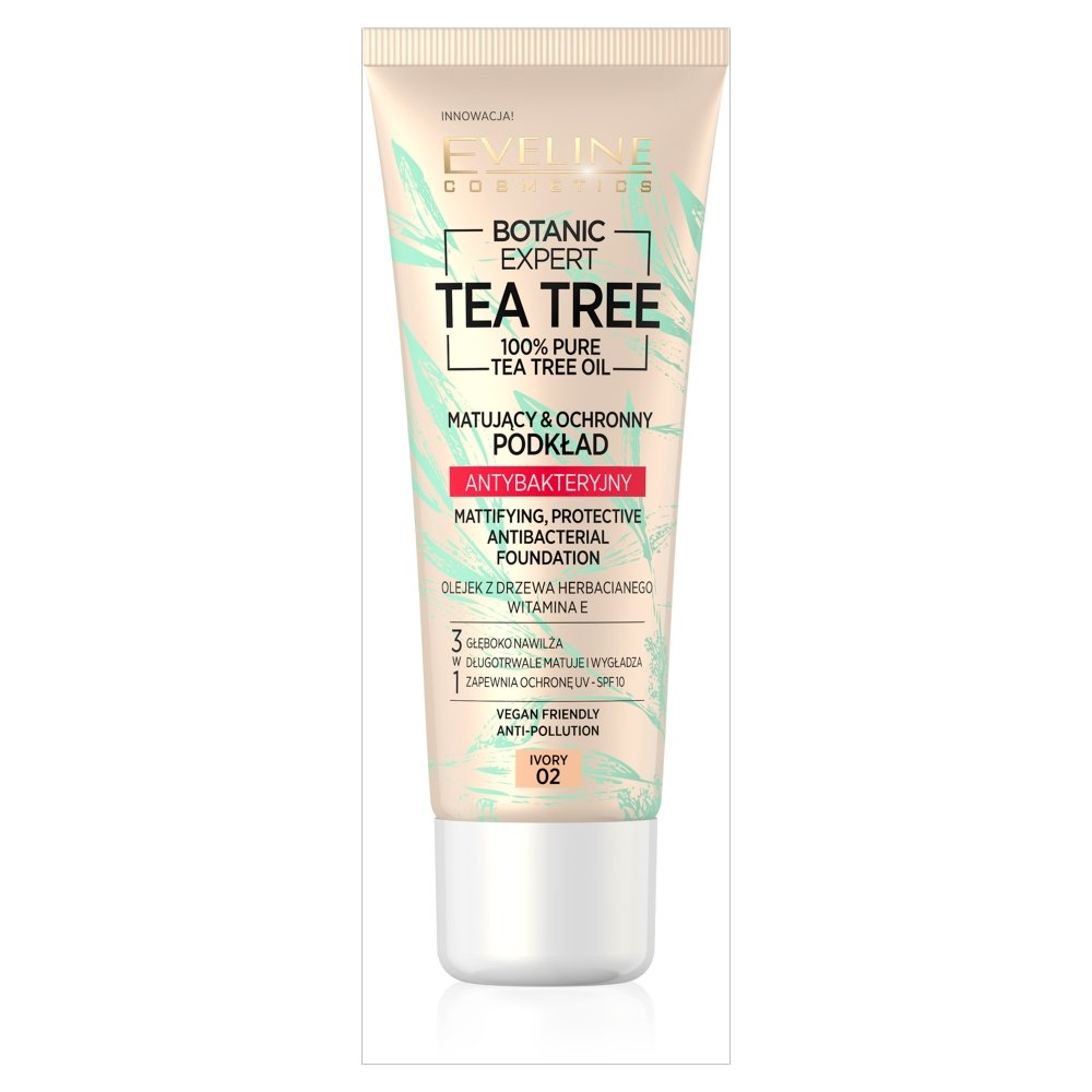 Eveline cosmetics Tea Tree Matujący Podkład Antybakteryjny 02 Ivory EVEL-1636