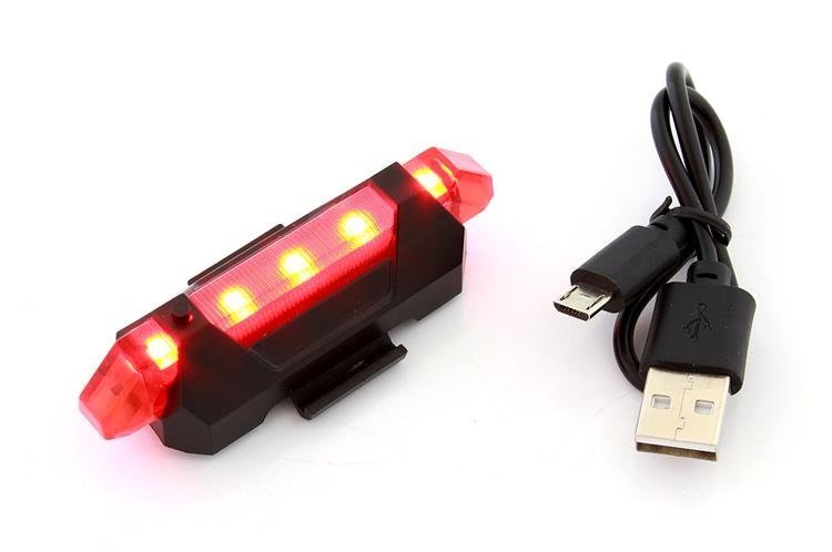 ZD41A LAMPA ROWEROWA TYLNA 5 LED USB ZD41A