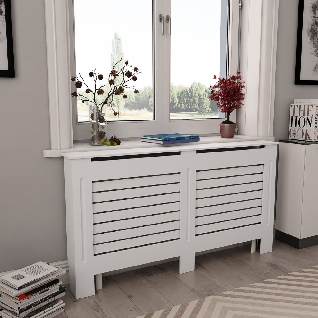 vidaXL Osłony na kaloryfer, 2 szt., białe, 152x19x81,5 cm, MDF