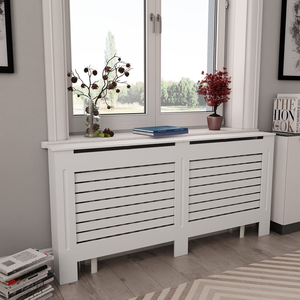 vidaXL Osłony na kaloryfer, 2 szt., białe, 172x19x81,5 cm, MDF