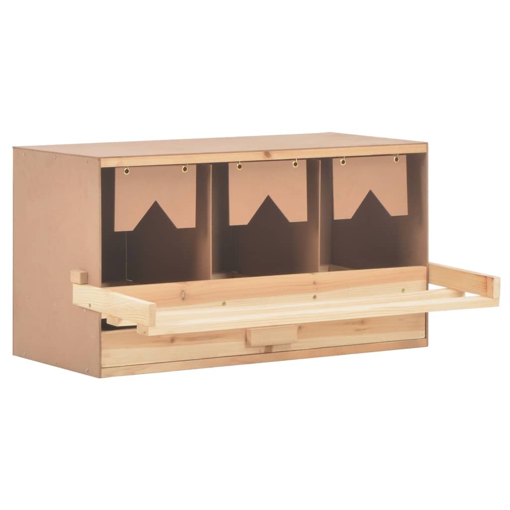 VidaXL Gniazdo dla kur, 3 przegrody, 72x33x38 cm, lite drewno sosnowe