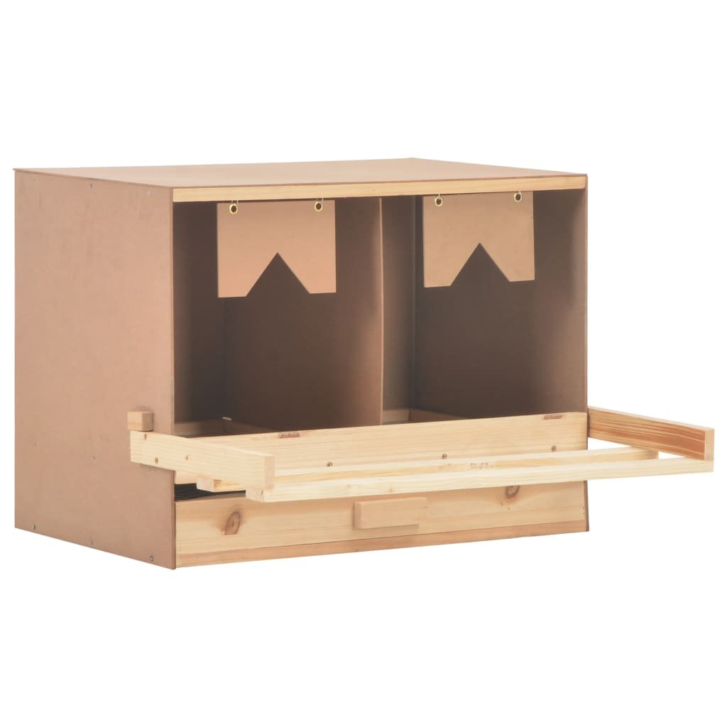 VidaXL Gniazdo dla kur, 2 przegrody, 63x40x45 cm, lite drewno sosnowe