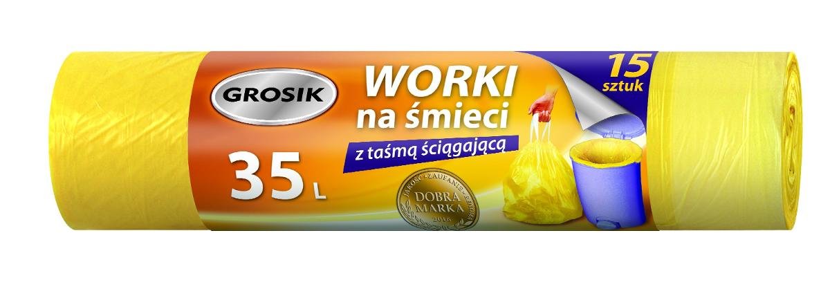 Grosik Worki HD z taśmą 35l 15 szt.