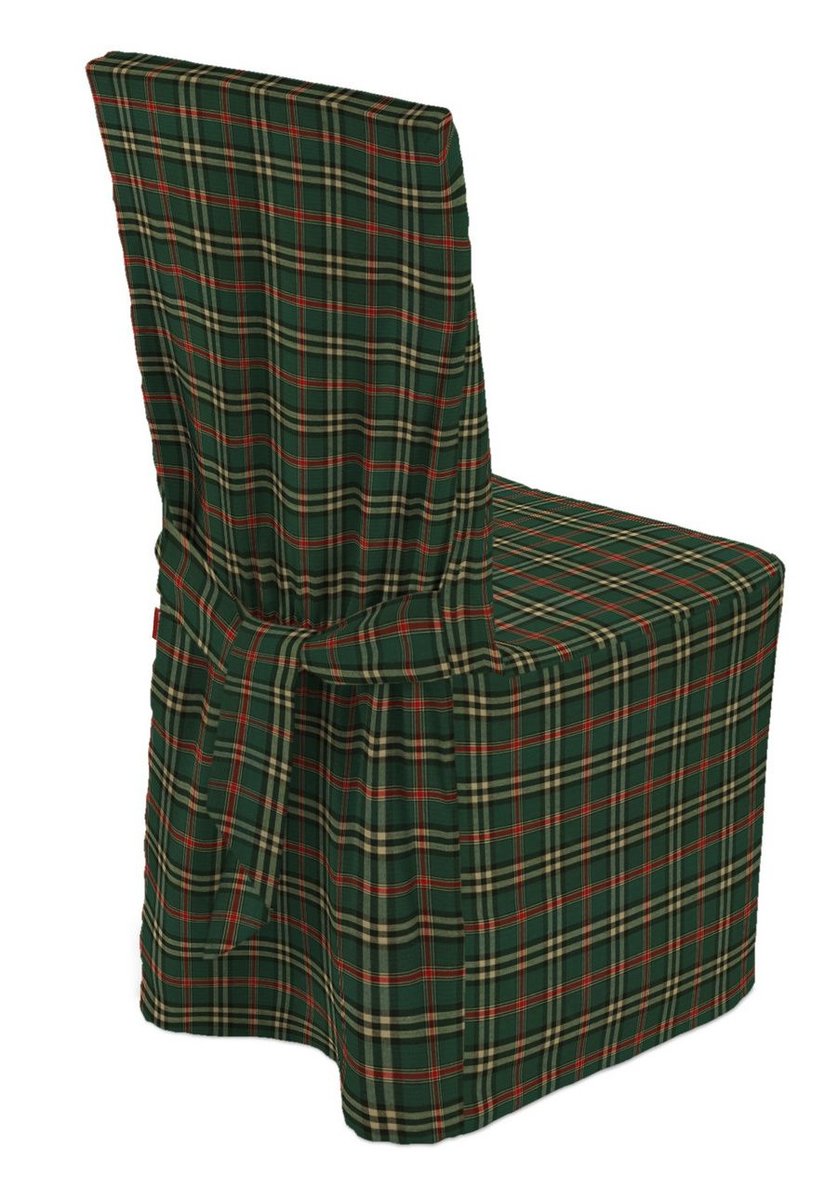 Dekoria Sukienka na krzesło zielono czerwona kratka 45 × 94 cm Bristol 580-142-69