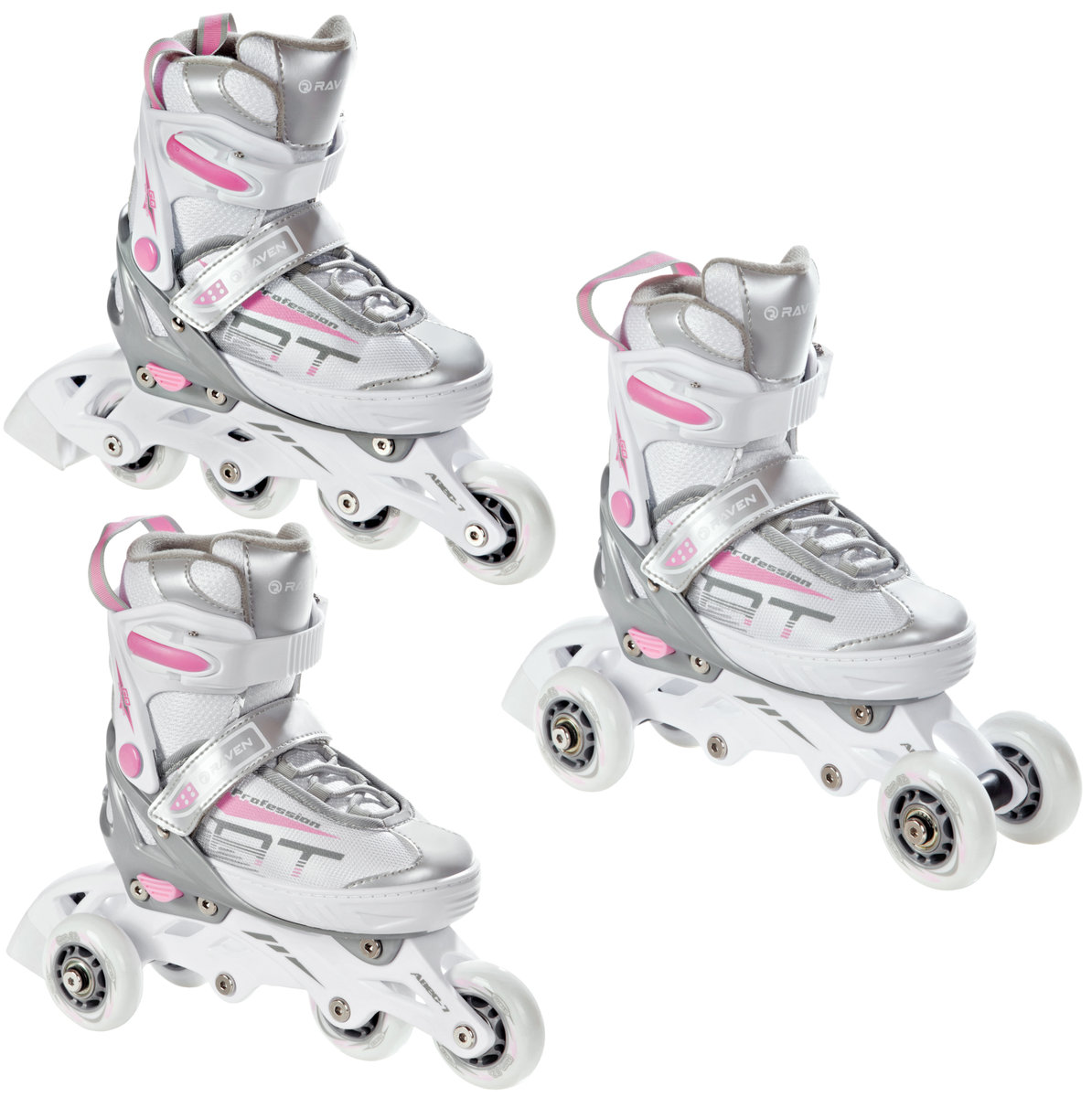 Rolki Wrotki 3w1 Raven Profession White/Pink 35-39