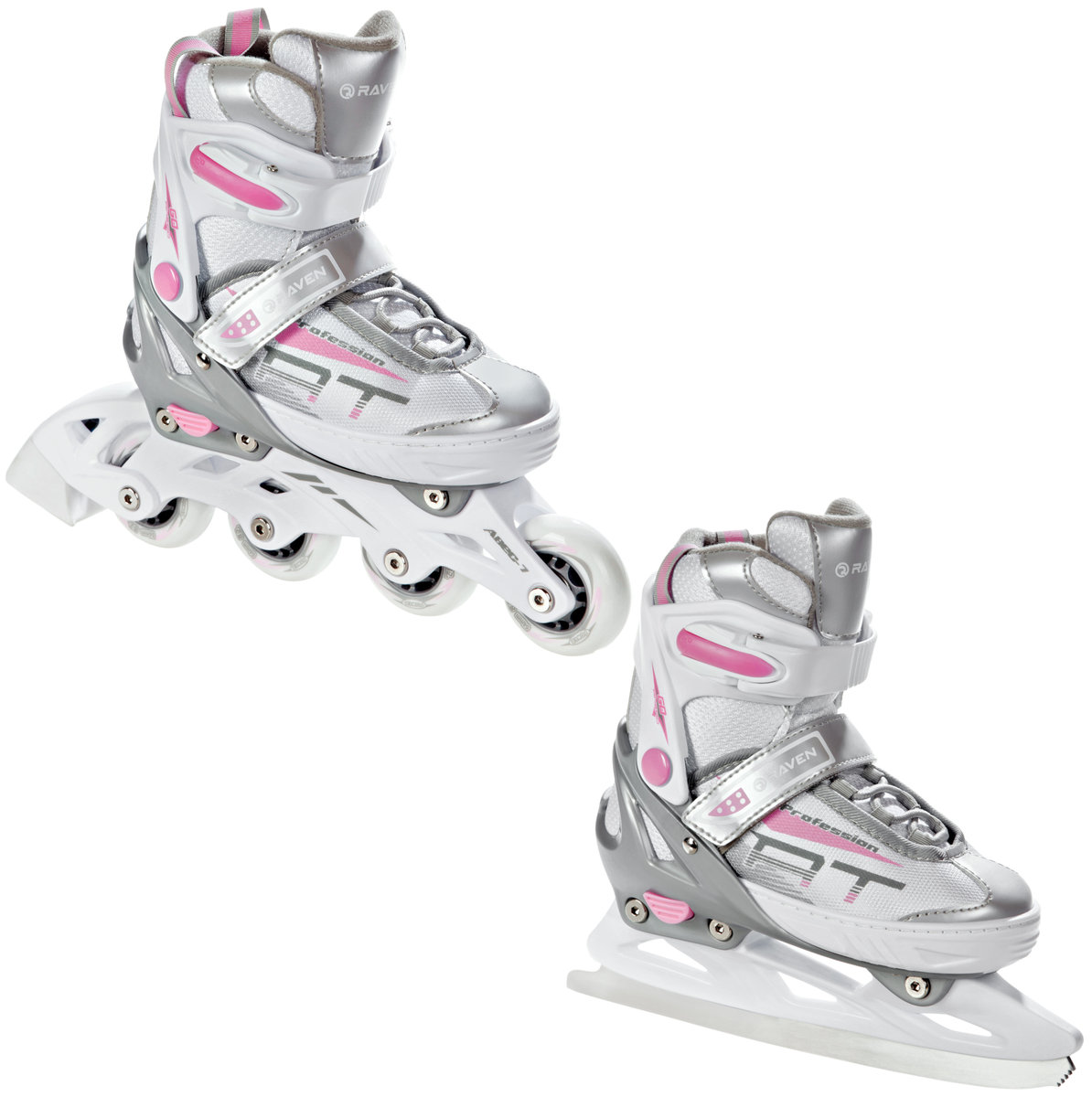 Rolki Łyżwy 2w1 Raven Profession White/Pink 35-39