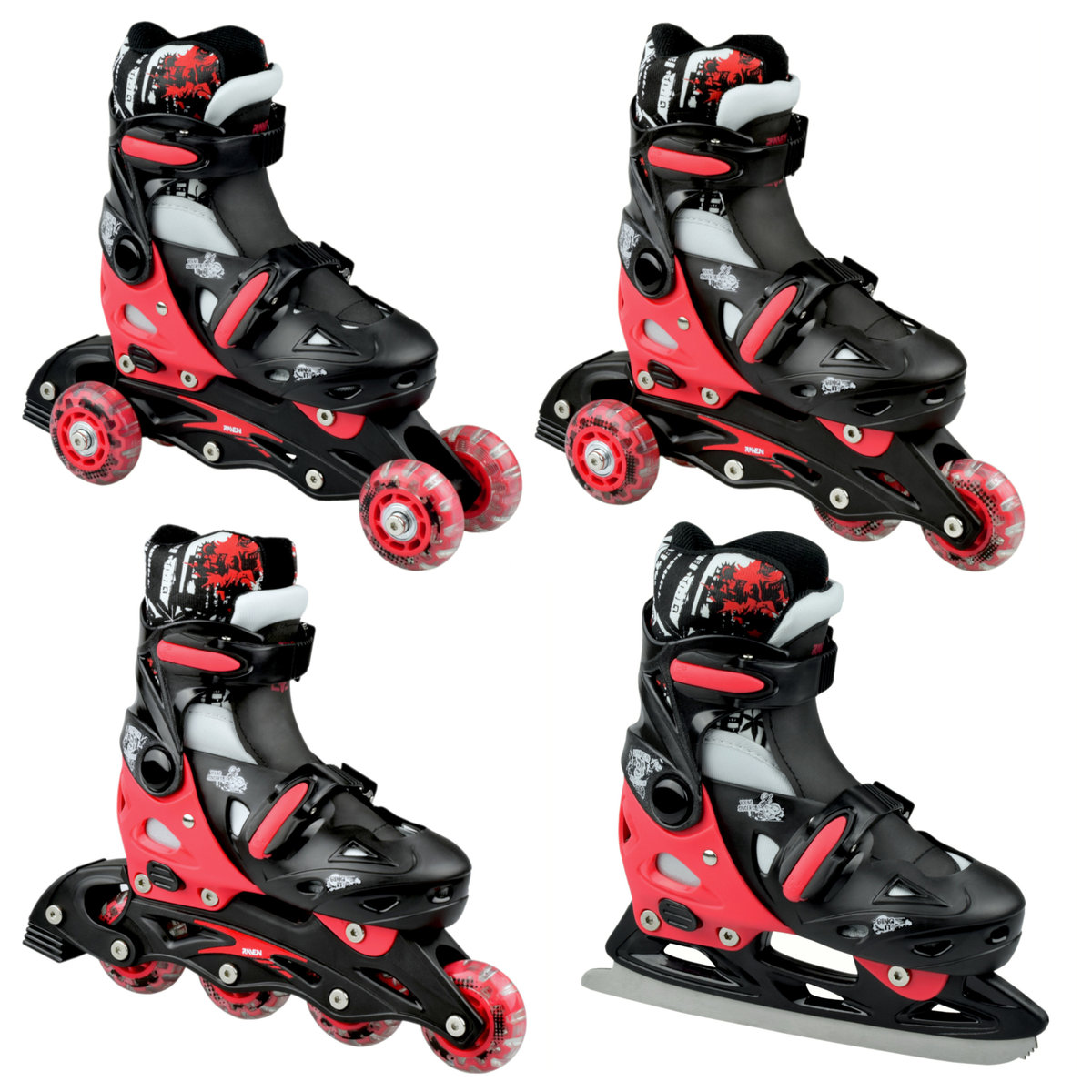 Rolki Łyżwy 4w1 Raven Singer Black/Red 37-40