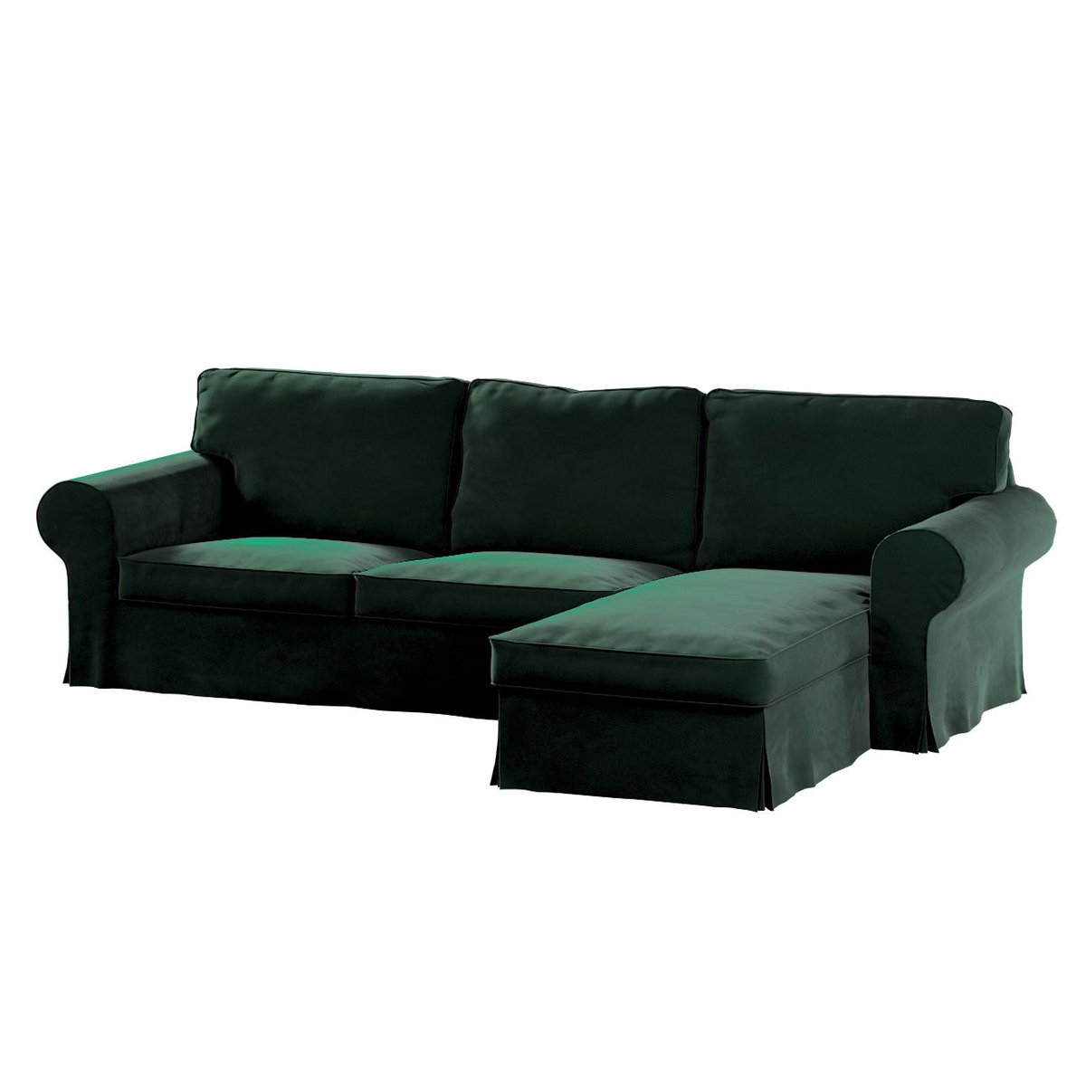 Dekoria Pokrowiec na sofę Ektorp 2-osobową i leżankę ciemny zielony 252 x 163 x 88 cm Velvet 1014-704-25