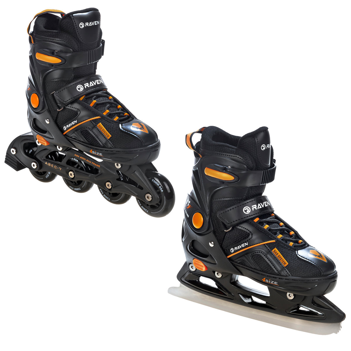 Rolki Łyżwy 2w1 Raven Pulse Black/Orange 37-40