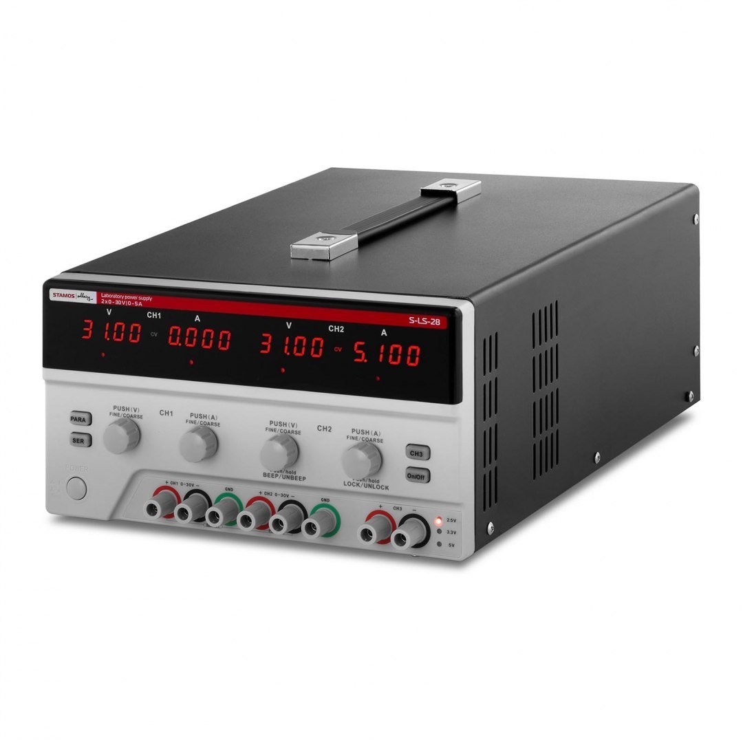 Stamos Soldering Zasilacz laboratoryjny - 2 x 0-30 V - 0-5 A DC - 4 x LED