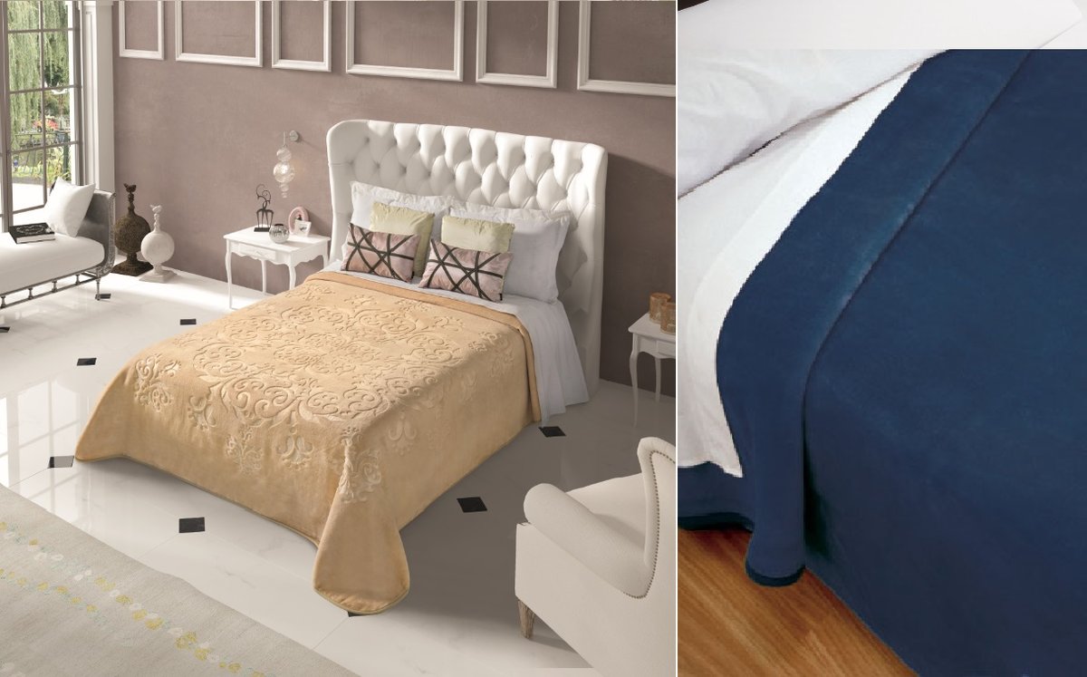 PIEL Koc/narzuta na łóżko PREMIUM MOLY 220x240,niebieski